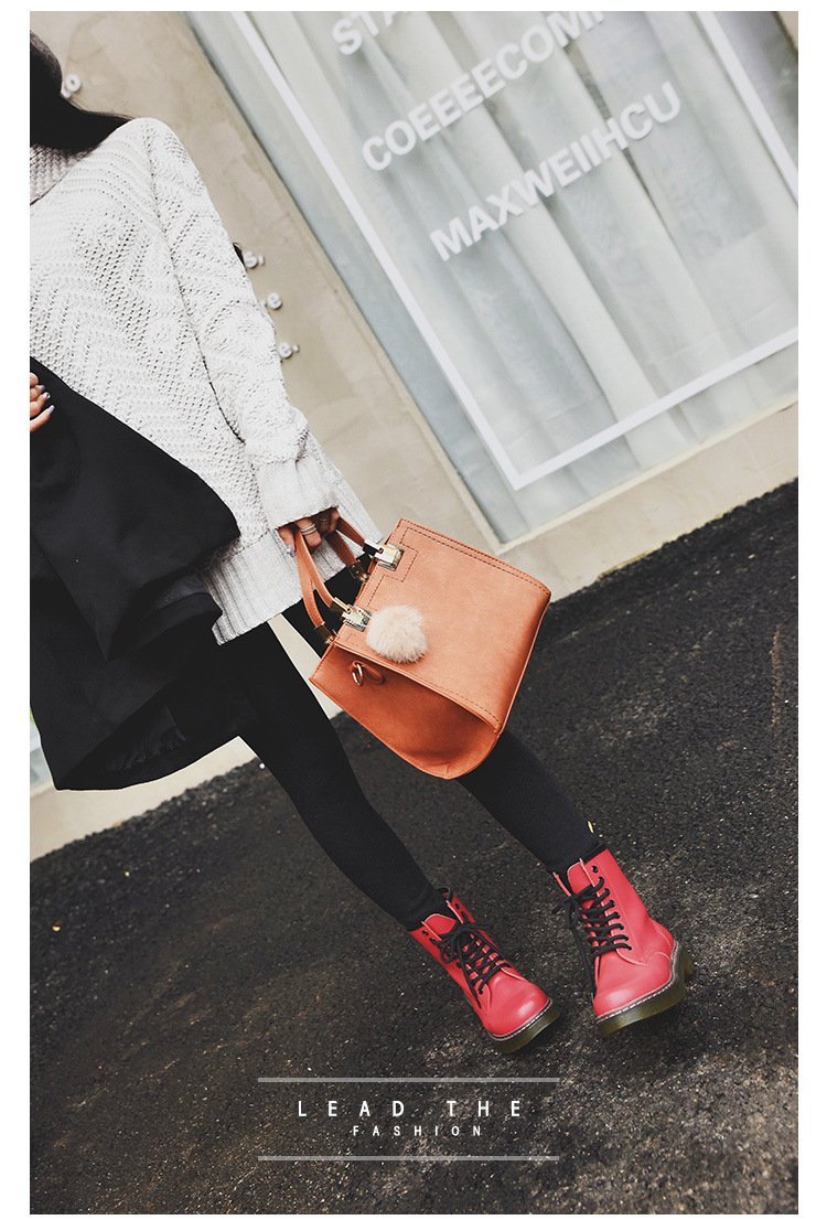 BowLift | Fur Ball High-Quality Merhaba Casual Genuine Leather Shoulder Women Hand Bag