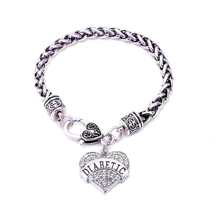 BowLift | Womens Diabetic Medical Alert ID Bracelet - Pink, Blue, Clear or Red Crystal Hearts - Diabetes