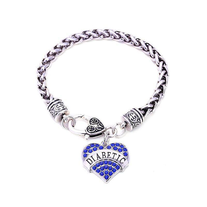 BowLift | Womens Diabetic Medical Alert ID Bracelet - Pink, Blue, Clear or Red Crystal Hearts - Diabetes