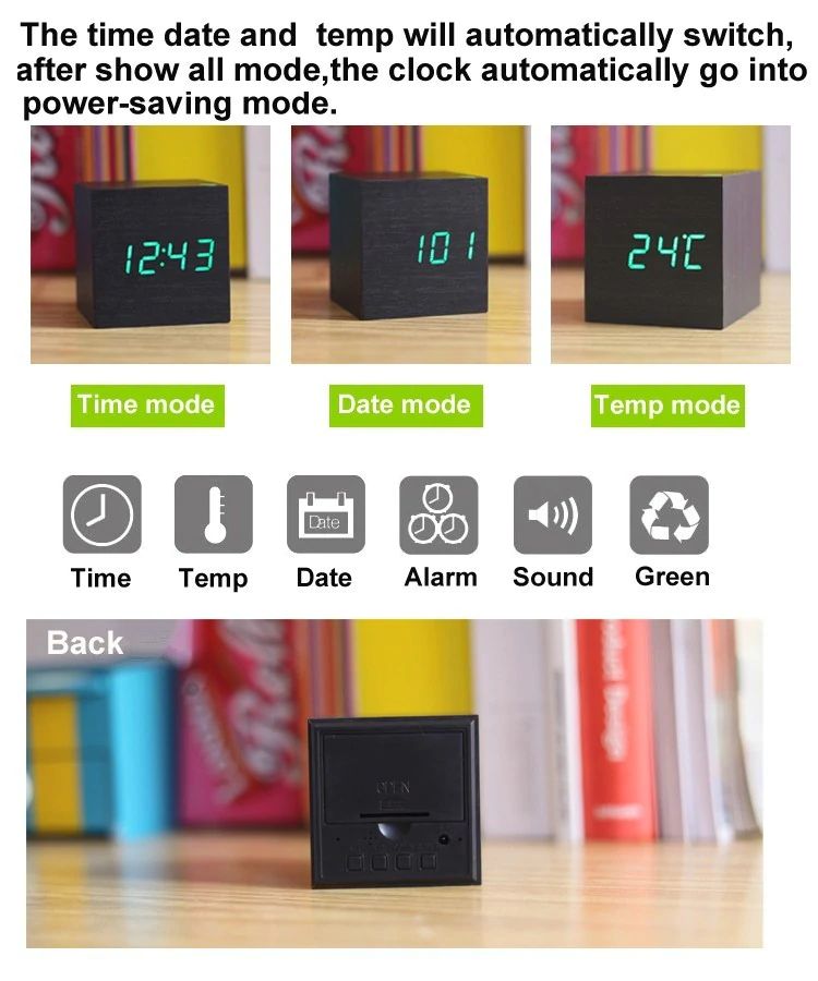 BowLift | Digital Clock Cube in Modern Wood Design