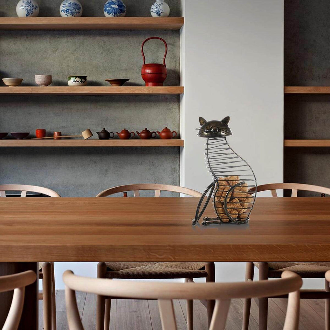 BowLift | Metal Cat Figurines Cork Container
