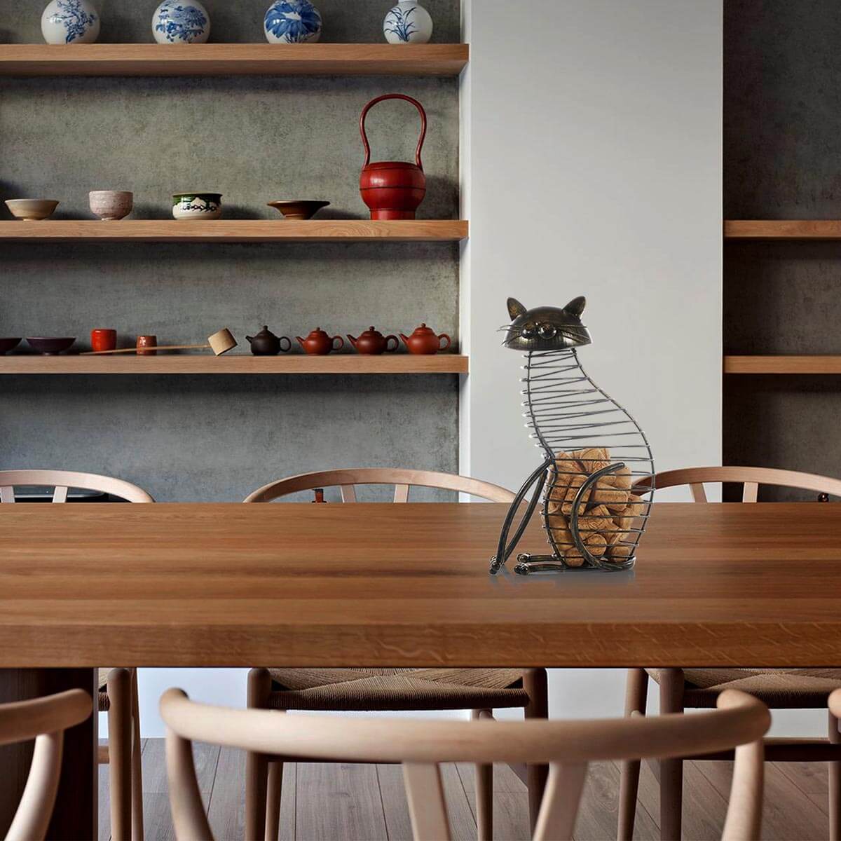 BowLift | Metal Cat Figurines Cork Container