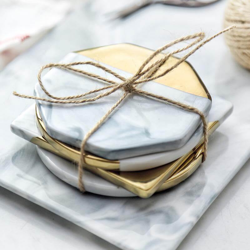 BowLift | Luxury European Style Marble Stripes Ceramic Coaster