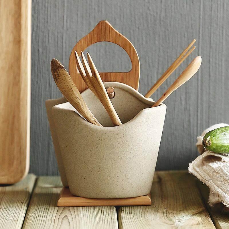 BowLift | 2pcs Japan Style Ceramic Silverware Container