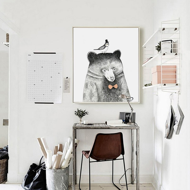 Animals Sketch Human Portrayal - Canvas Wall Art Painting | Bowlift