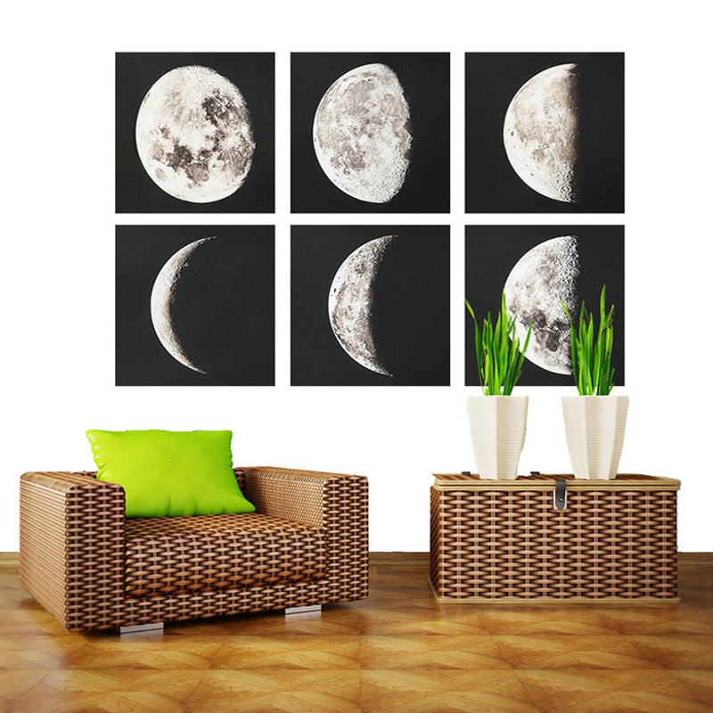 Moon Phases Canvas Painting Art Poster - Canvas Wall Art Painting | Bowlift