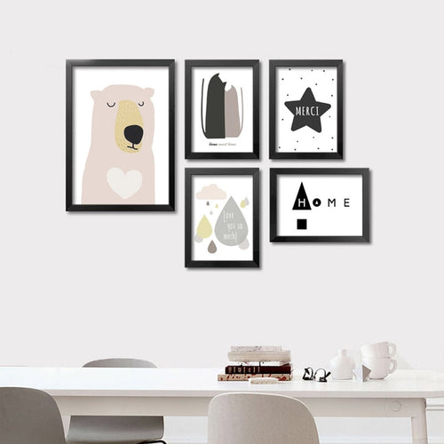 Bear Cartoon Canvas Oil Painting - Canvas Wall Art Painting | Bowlift