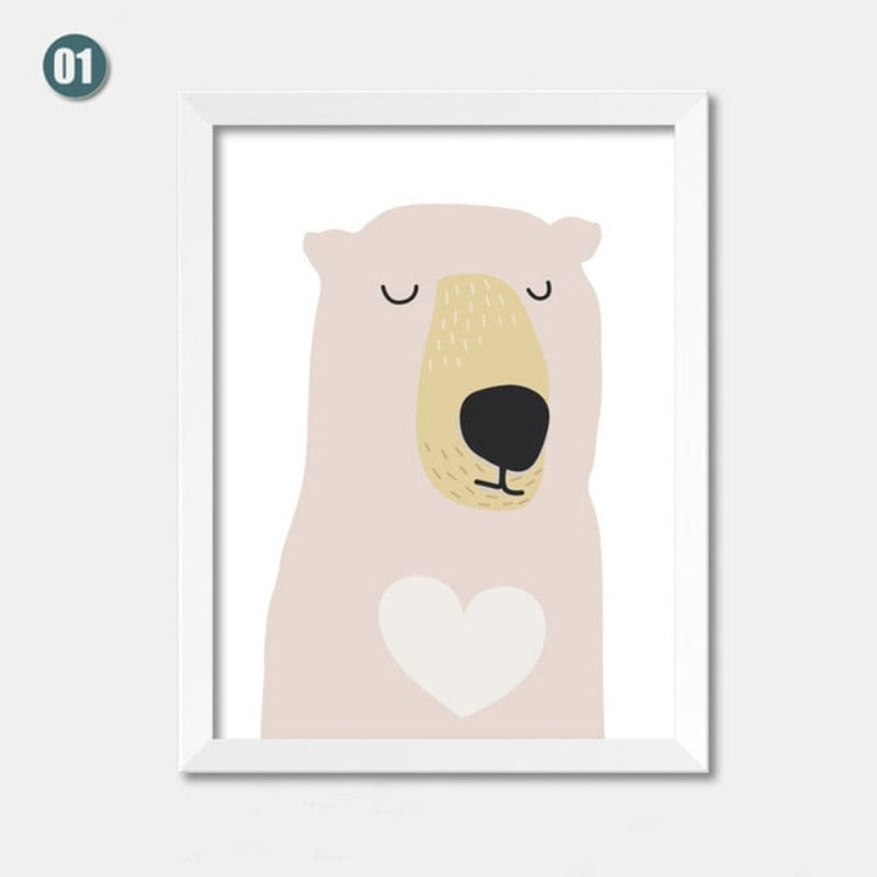 Bear Cartoon Canvas Oil Painting - Canvas Wall Art Painting | Bowlift