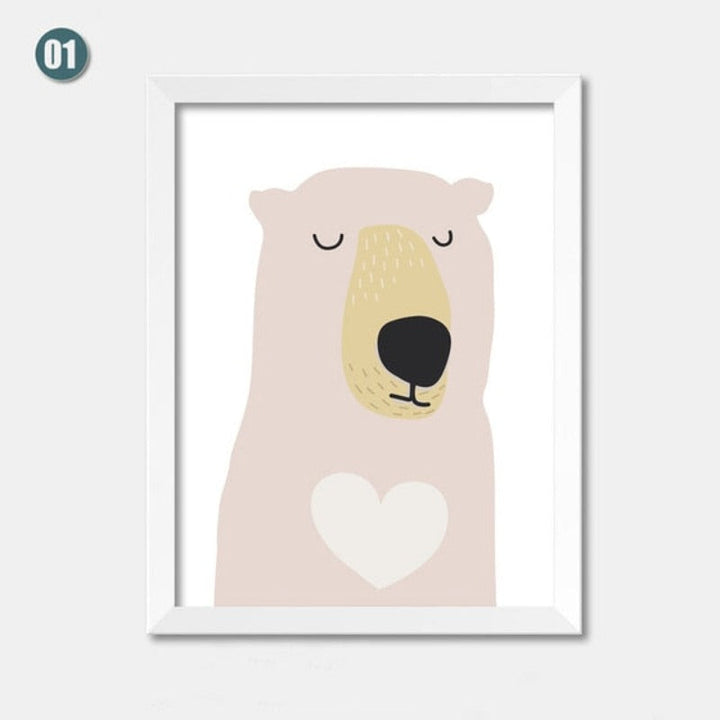 Bear Cartoon Canvas Oil Painting - Canvas Wall Art Painting | Bowlift