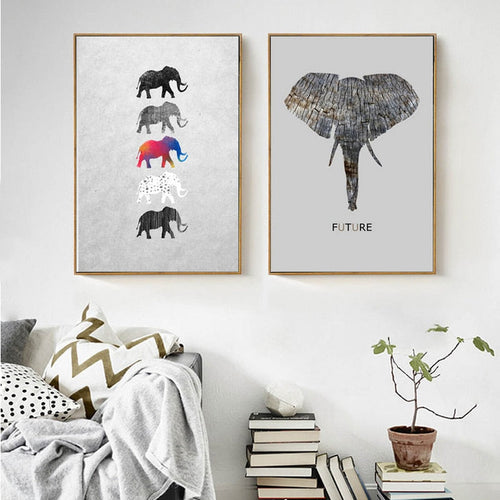 Moods Of Elephants - Canvas Wall Art Painting | Bowlift