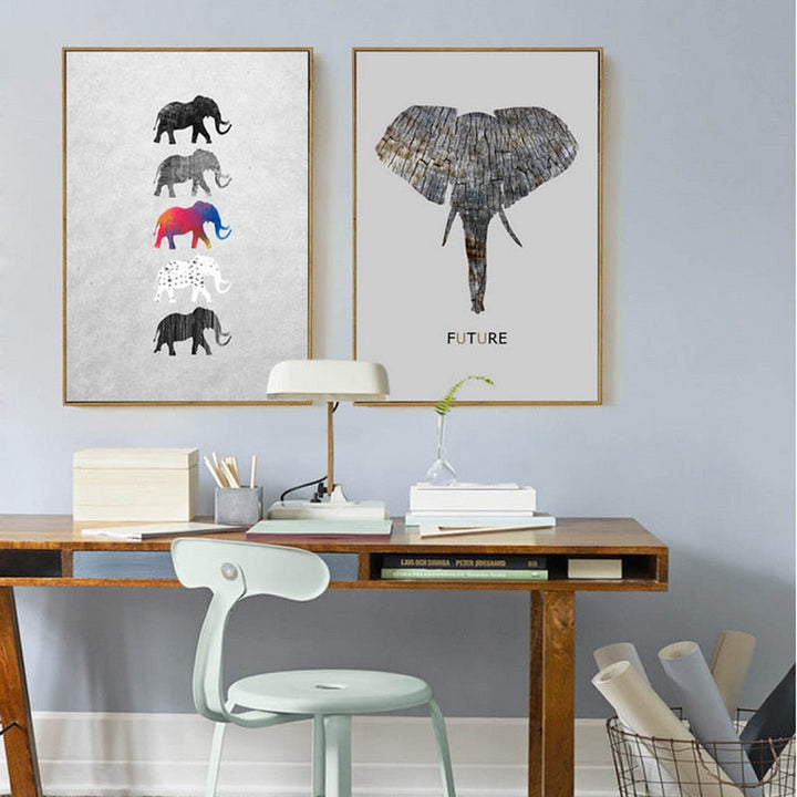 Moods Of Elephants - Canvas Wall Art Painting | Bowlift