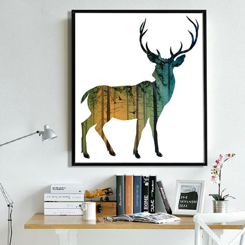 Deer Animals Forest - Canvas Wall Art Painting | Bowlift