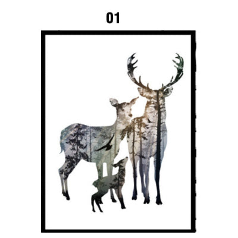 Deer Animals Forest - Canvas Wall Art Painting | Bowlift