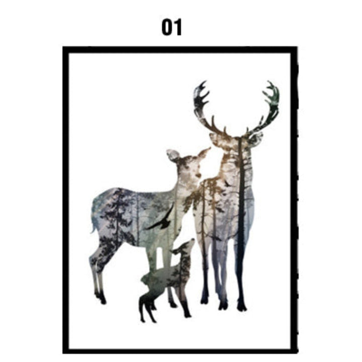 Deer Animals Forest - Canvas Wall Art Painting | Bowlift
