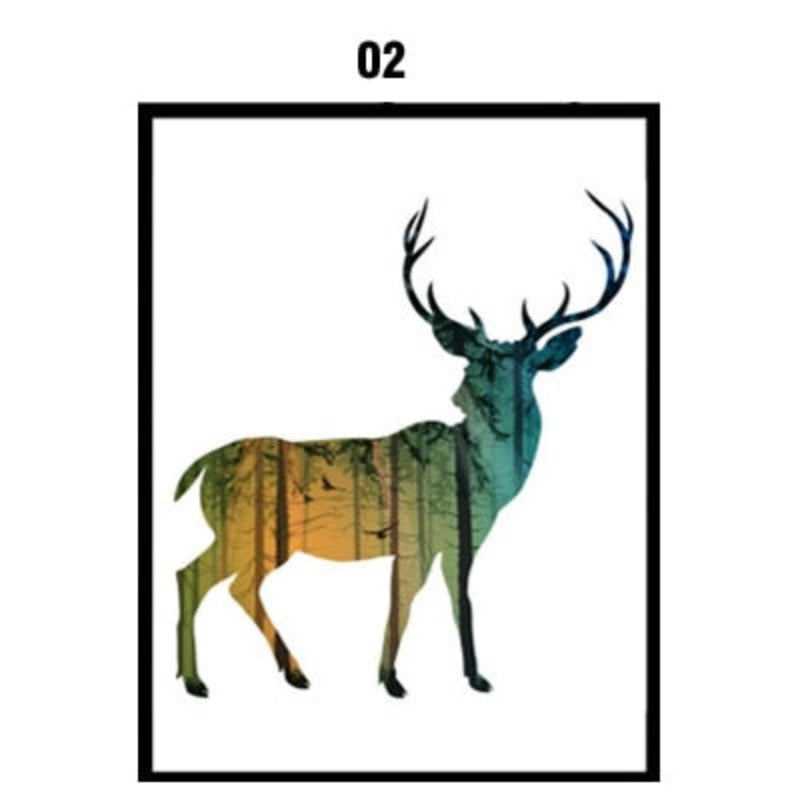 Deer Animals Forest - Canvas Wall Art Painting | Bowlift