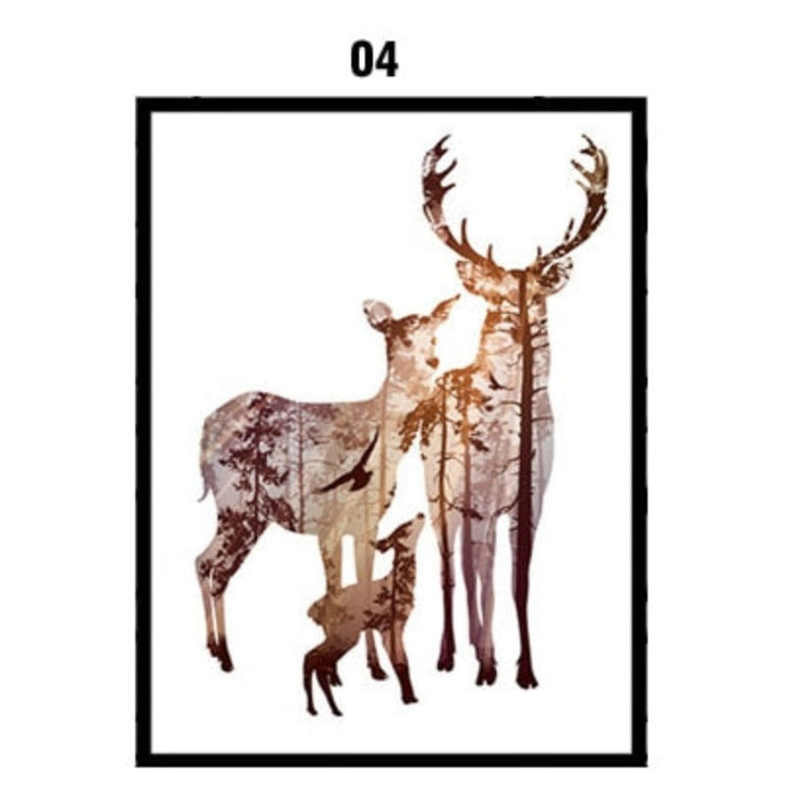 Deer Animals Forest - Canvas Wall Art Painting | Bowlift