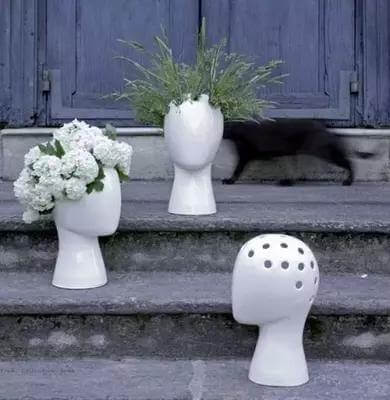 BowLift | Creative Human Head White Black Decorative Ceramic Vase