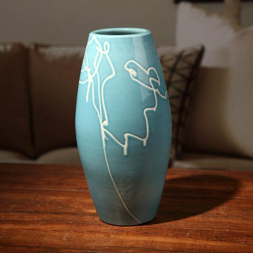 BowLift | Creative Design Modern White Cream Blue Ceramic Vase