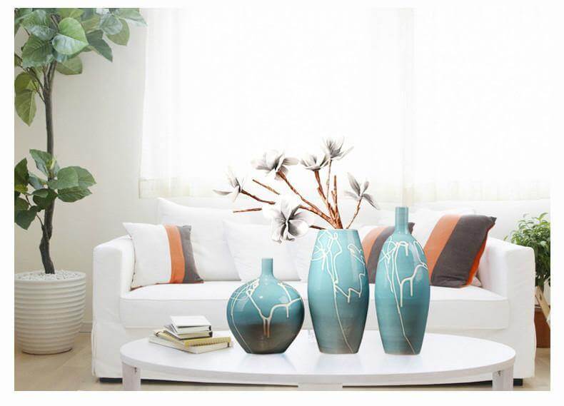 BowLift | Creative Design Modern White Cream Blue Ceramic Vase