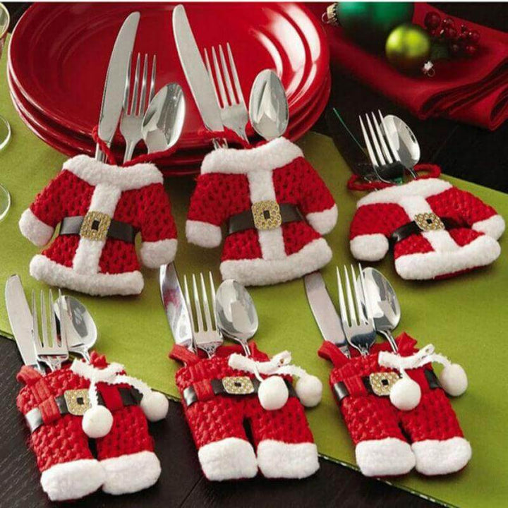 BowLift | 6 Pcs Christmas Xmas New Year Santa Silverware Holders