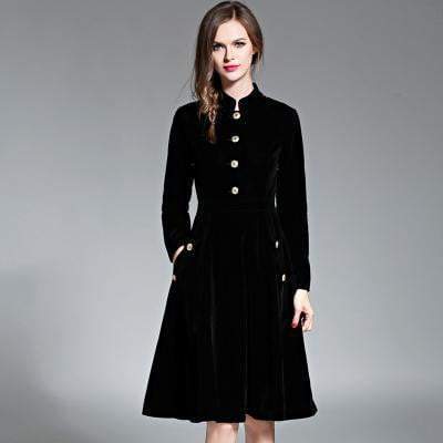 BowLift | Splendid Autumn and winter Runway Velvet Retro  fashion elegant self-cultivation dress