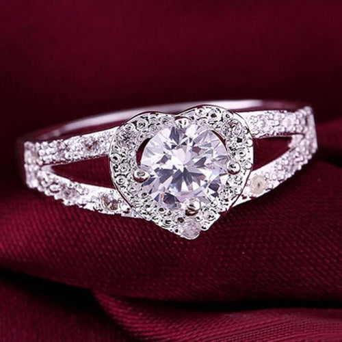 Sterling Silver Crystal Heart Ring | Bowlift