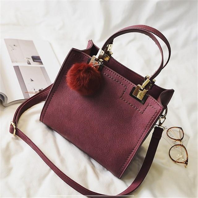 BowLift | Fur Ball High-Quality Merhaba Casual Genuine Leather Shoulder Women Hand Bag