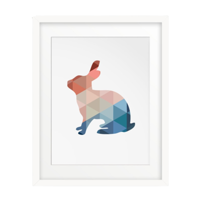Geometric Triangles Rabbit  - Canvas Wall Art Painting | Bowlift