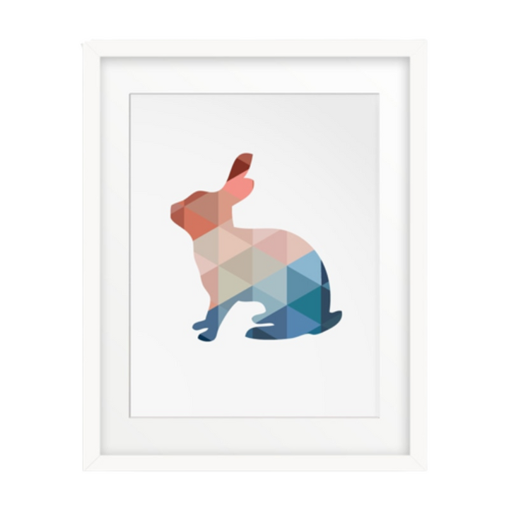 Geometric Triangles Rabbit  - Canvas Wall Art Painting | Bowlift