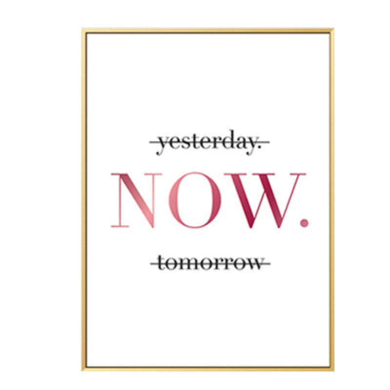 Modern Yellow Gold Pineapple Today Quotes - Canvas Wall Art Painting | Bowlift