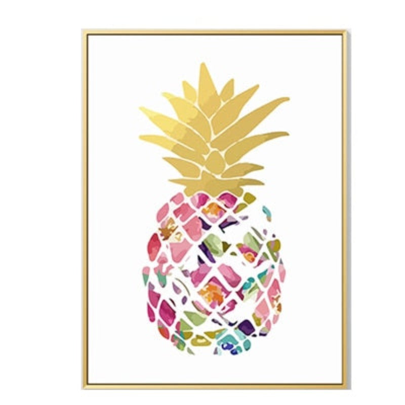 Modern Yellow Gold Pineapple Today Quotes - Canvas Wall Art Painting | Bowlift
