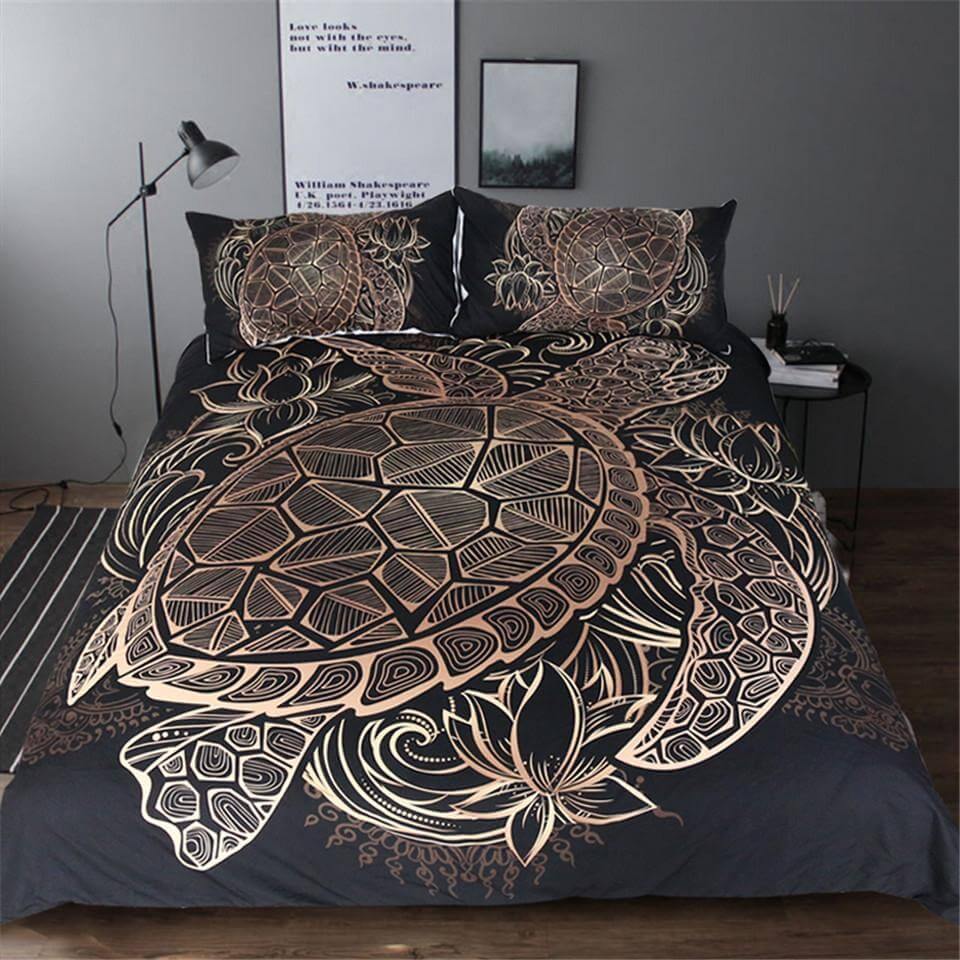 BowLift | Luxury Turtles Golden Tortoise Comfortable Duvet Cover Bedding Set