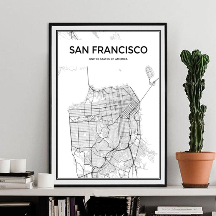 San Francisco City Map - Canvas Wall Art Painting | Bowlift