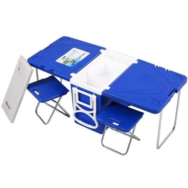 BowLift | Multi Function Foldable Rolling Cooler Box Picnic Camping Outdoor Furniture Set
