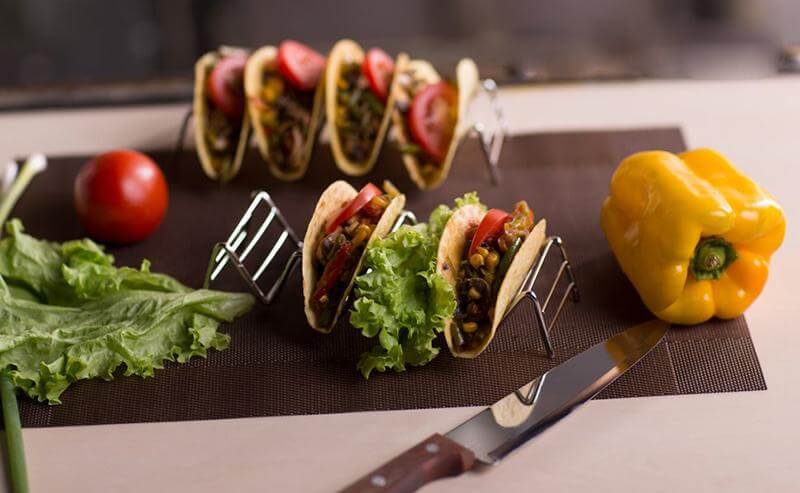 BowLift | 2pcs Metal Taco Holder Stand with Non-Slip Mat