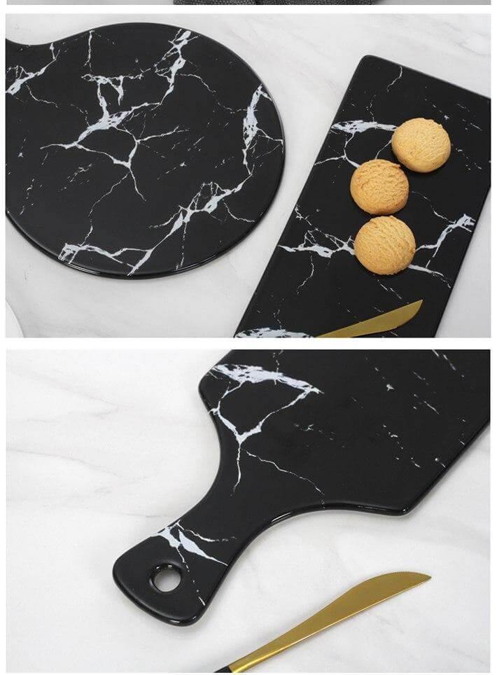 BowLift | Luxury Ceramic Creative Marble Stripe Large Pizza Plate