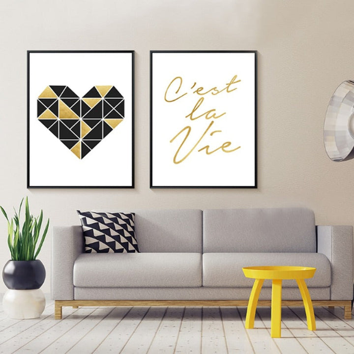 Geometric triangle Heart Inspiring Quote - Canvas Wall Art Painting | Bowlift