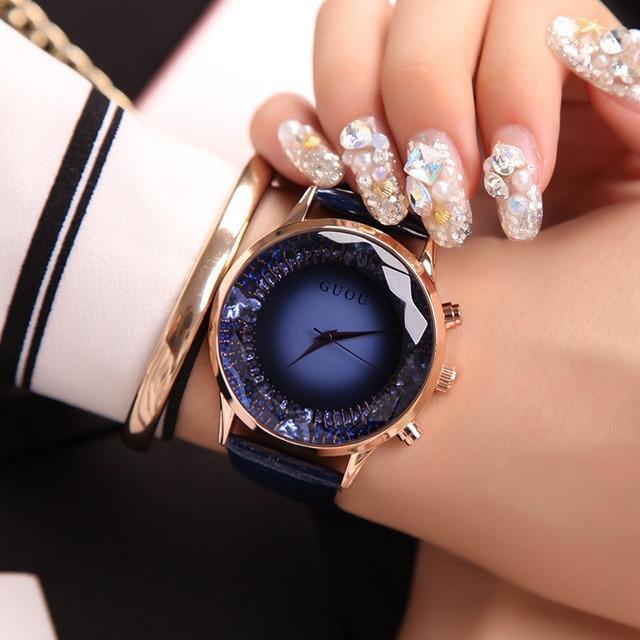 BowLift | Midnight Blue Luxury Diamond (Synthetic) Genuine Leather Ladies Watch