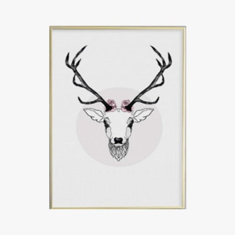 Deer Poster & Print Black Wall - Canvas Wall Art Painting | Bowlift