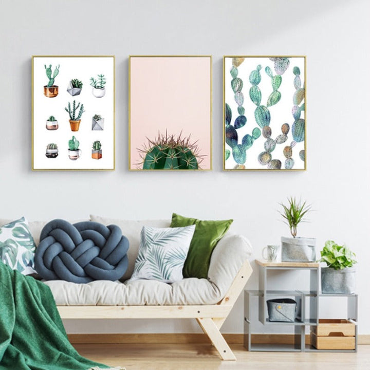 Cactus Plants Leaf - Canvas Wall Art Painting | Bowlift
