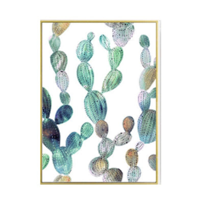 Cactus Plants Leaf - Canvas Wall Art Painting | Bowlift