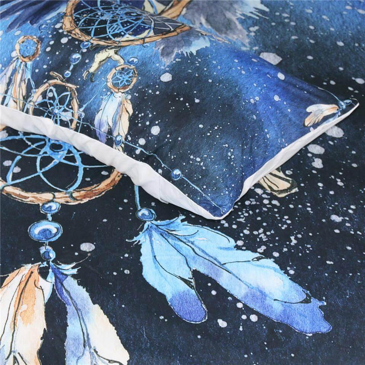 BowLift | 3PCS Dreamcatcher Feather Blue Printed Duvet Cover Bedding Set