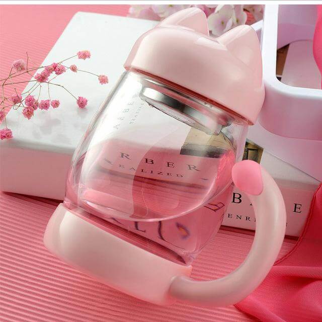 BowLift | Cute Cat Glass Mug With  Tea Filter