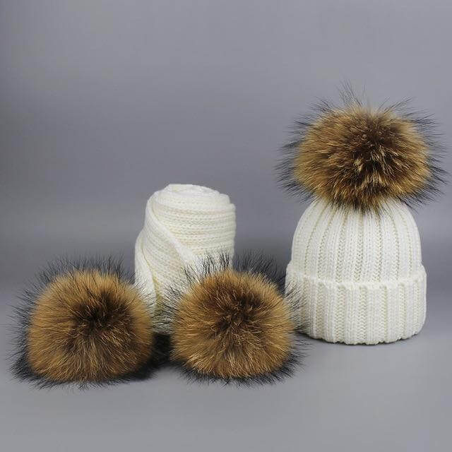 BowLift | Warm Knitted Fur Hat Scarf Set