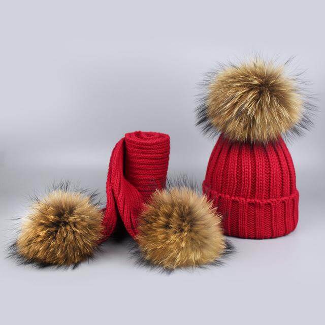 BowLift | Warm Knitted Fur Hat Scarf Set