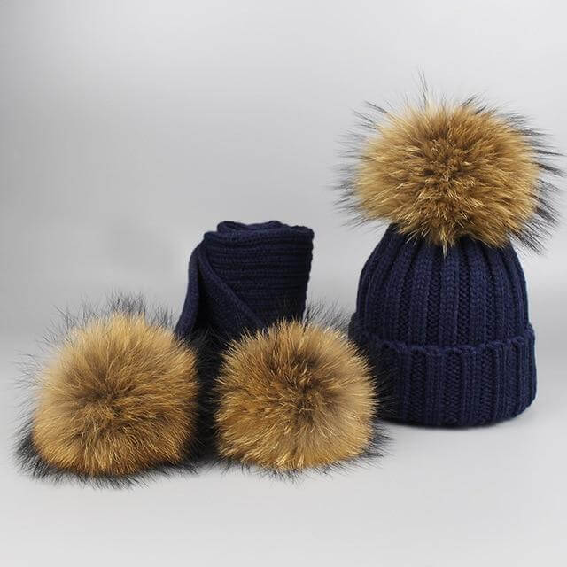 BowLift | Warm Knitted Fur Hat Scarf Set