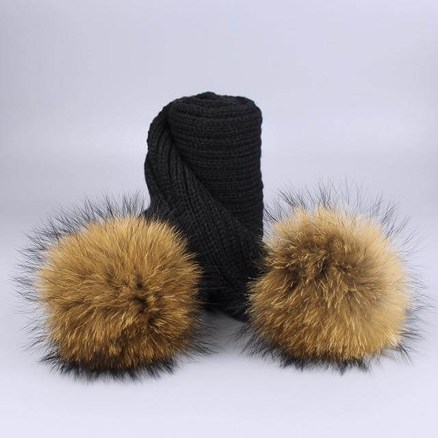 BowLift | Warm Knitted Fur Hat Scarf Set