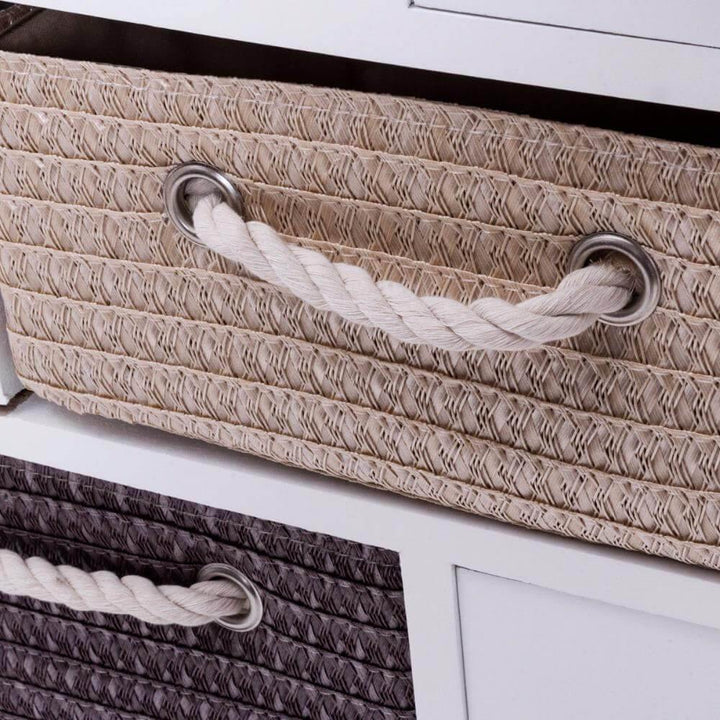 BowLift | Wooden 4 Drawer 4 Woven Basket Storage Cabinet