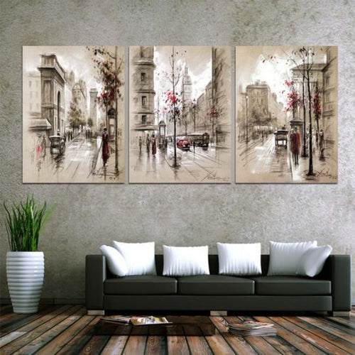Abstract City Street - Canvas Wall Art Painting | Bowlift