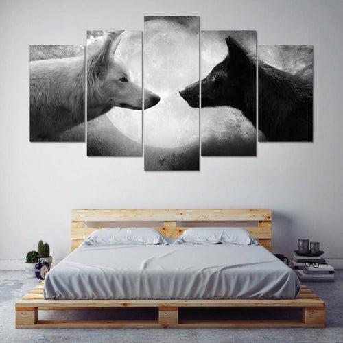 Wolves Black & White - Canvas Wall Art Painting | Bowlift